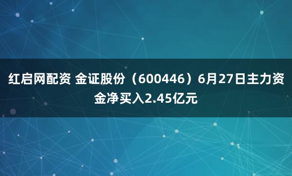 红启网配资 金证股份（600446）6月27日主力资金净买入2.45亿元