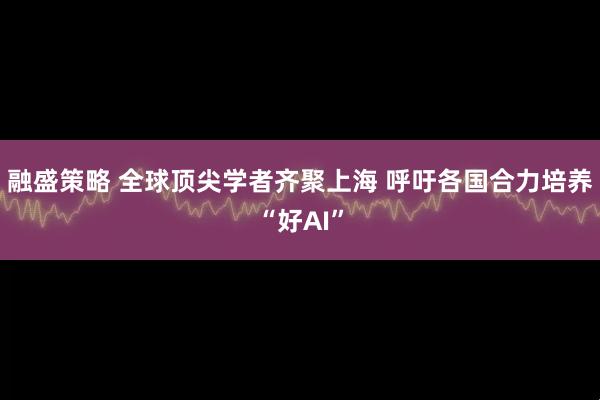 融盛策略 全球顶尖学者齐聚上海 呼吁各国合力培养“好AI”